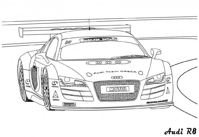 Coloriage Voiture Audi R8 Dessin Gratuit à Imprimer