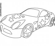 Coloriage Voiture décorée avec des étoiles